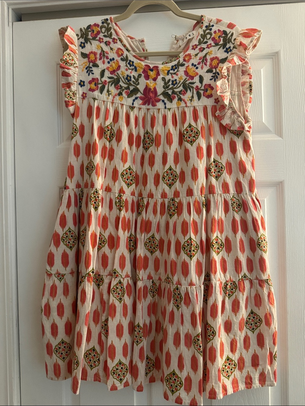 THML mini Coral Patterned Embroidered Sundress- M